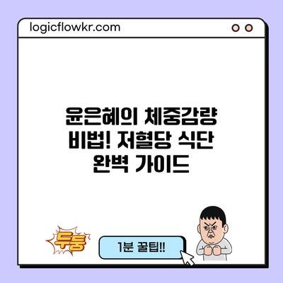 윤은혜의 체중감량 비법! 저혈당 식단 완벽 가이드