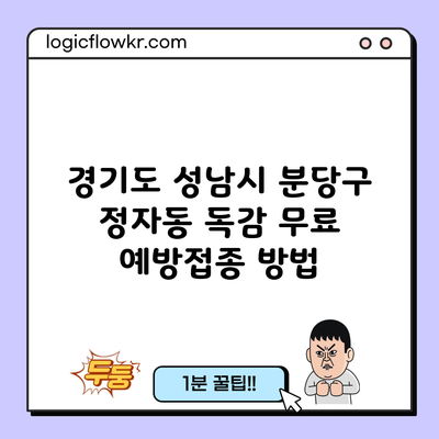 경기도 성남시 분당구 정자동 독감 무료 예방접종 방법