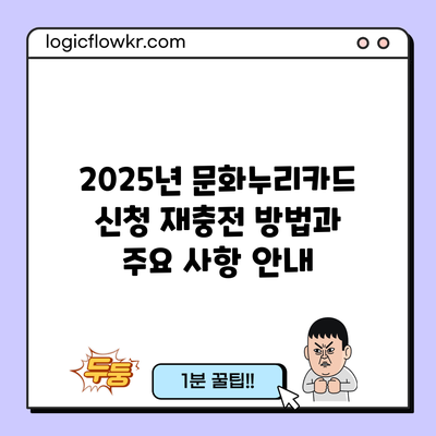 2025년 문화누리카드 신청 재충전 방법과 주요 사항 안내