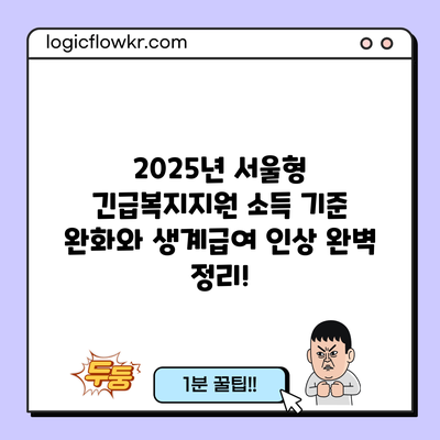 2025년 서울형 긴급복지지원 소득 기준 완화와 생계급여 인상 완벽 정리!