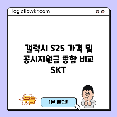 갤럭시 S25 가격 및 공시지원금 종합 비교: SKT