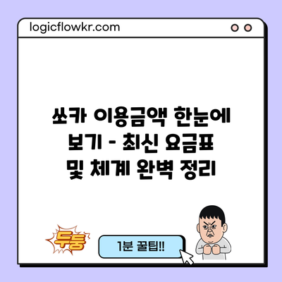 쏘카 이용금액 한눈에 보기 – 최신 요금표 및 체계 완벽 정리