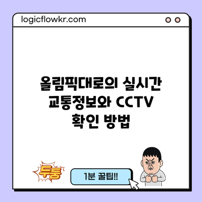 올림픽대로의 실시간 교통정보와 CCTV 확인 방법