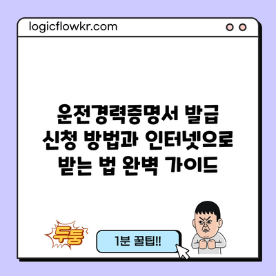 운전경력증명서 발급 신청 방법과 인터넷으로 받는 법 완벽 가이드