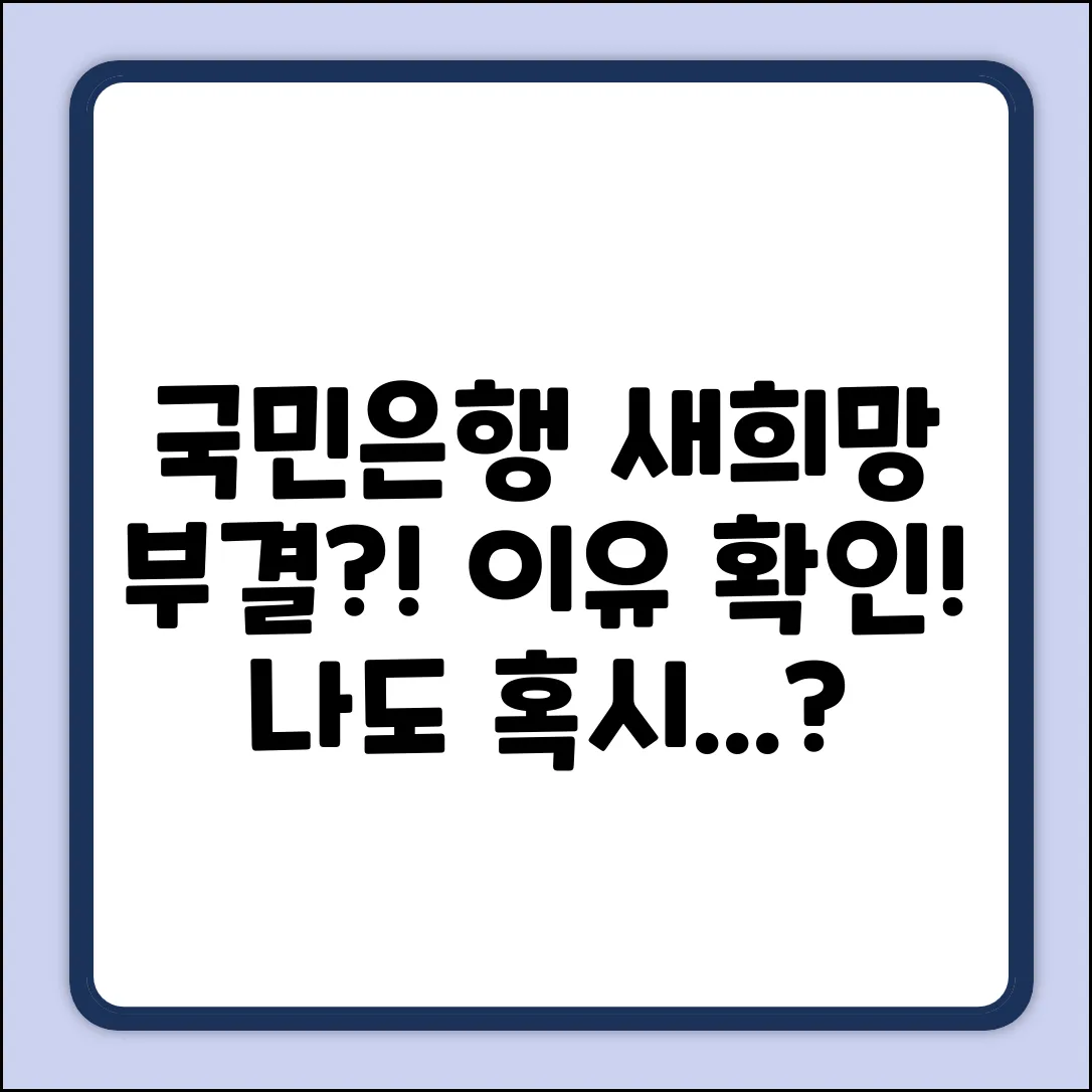 국민은행 새희망홀씨 부결 이유, 혹시 나도?