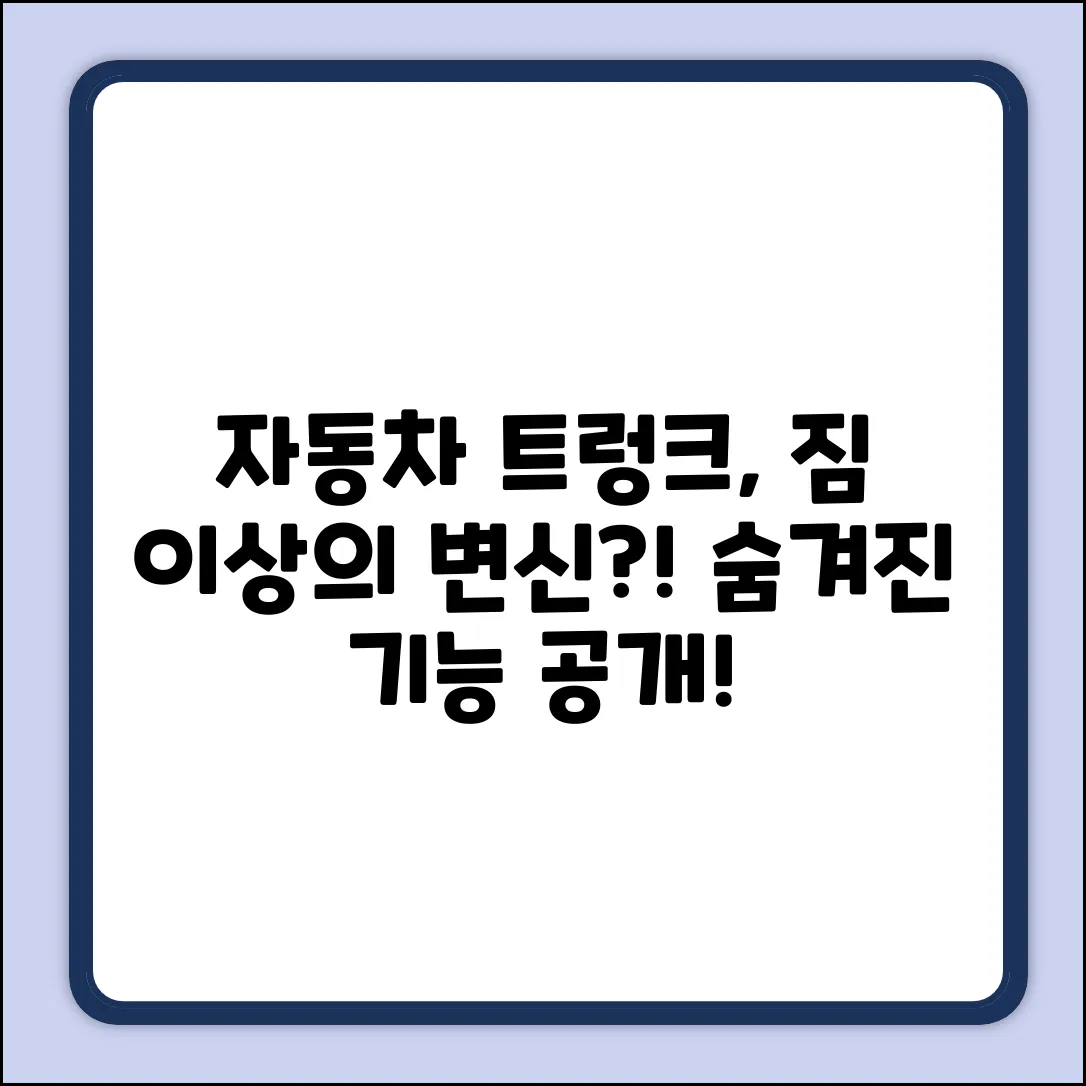 자동차 트렁크, 짐만 넣을까? 기능은?