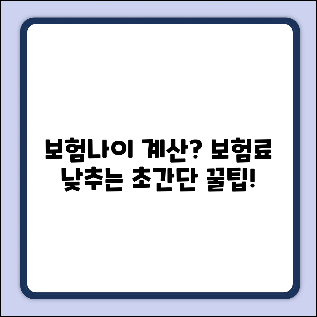 보험나이 쉽게 계산! 누구나 보험료 낮추는 꿀팁