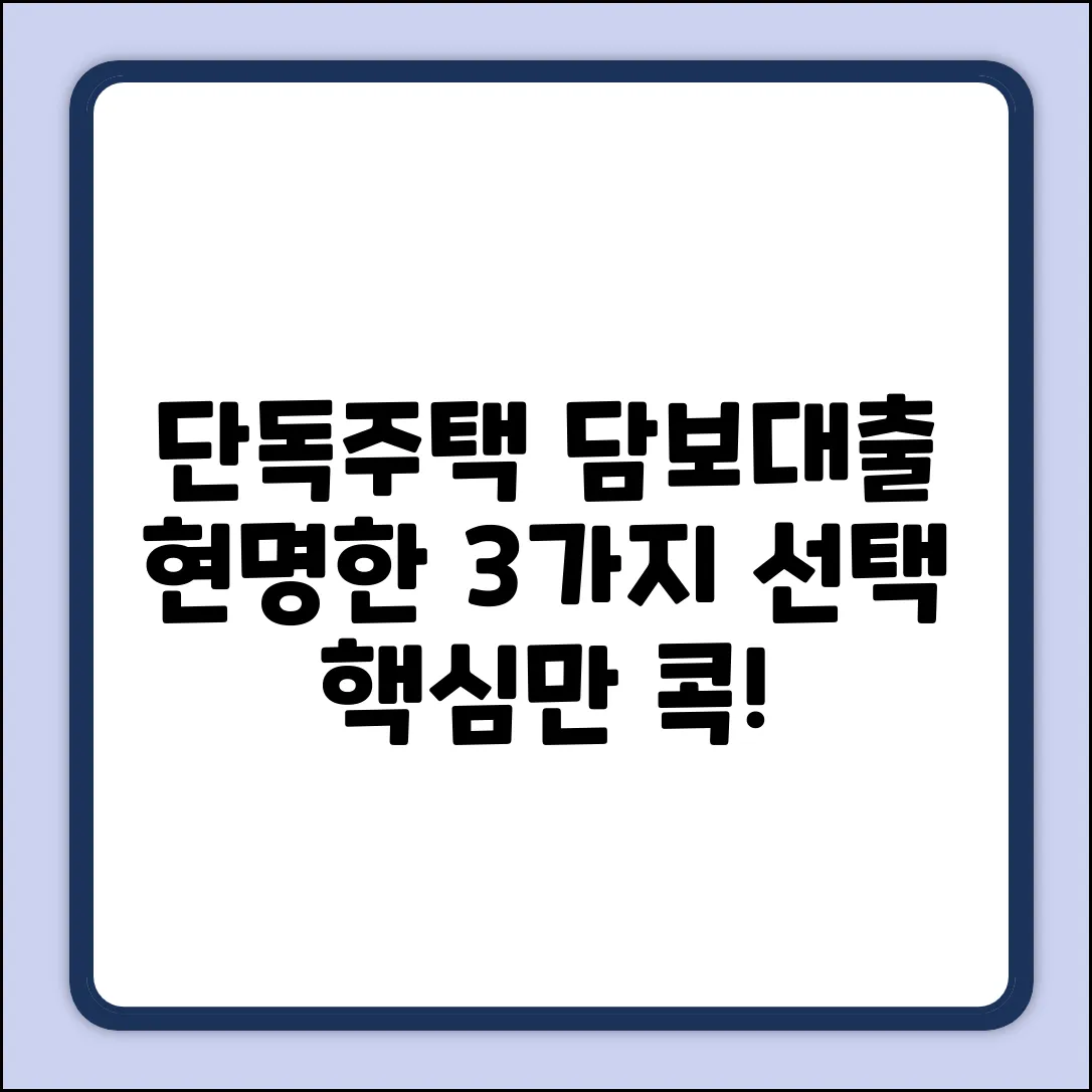 단독주택담보대출, 3가지 현명한 선택법