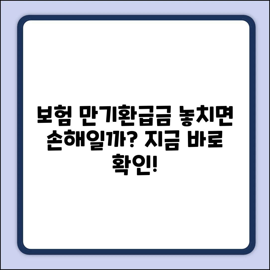 보험만기환급금, 놓치면 손해일까요?