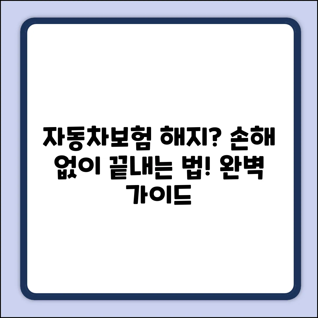 자동차보험 해지 완벽 가이드: 손해 없이 끝내는 법