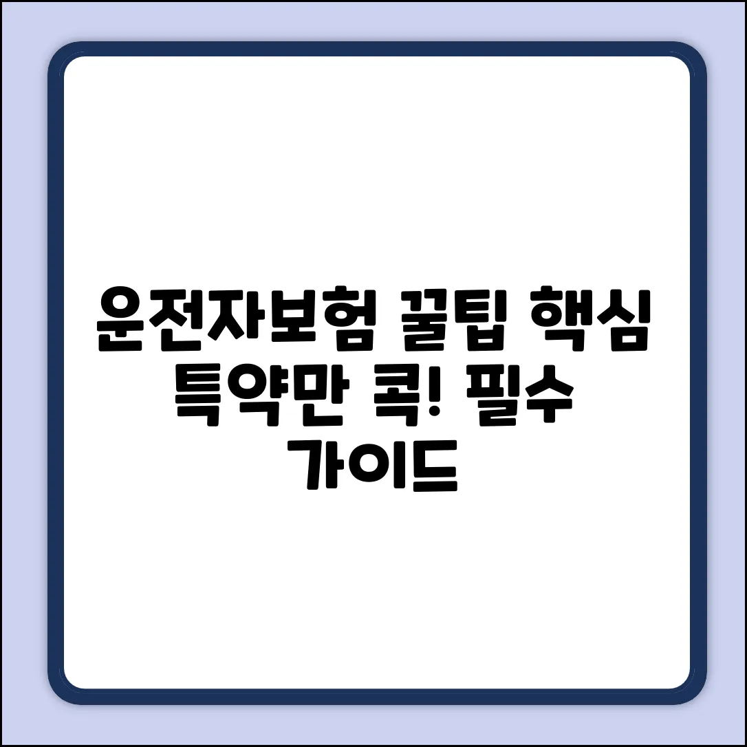 운전자보험 특약 종류 완벽 가이드: 핵심만 콕!